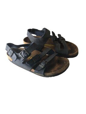 Birkenstock Ellice Navy Blue Triple-Strap Slingback Sandals 36 Narrow Women's 5